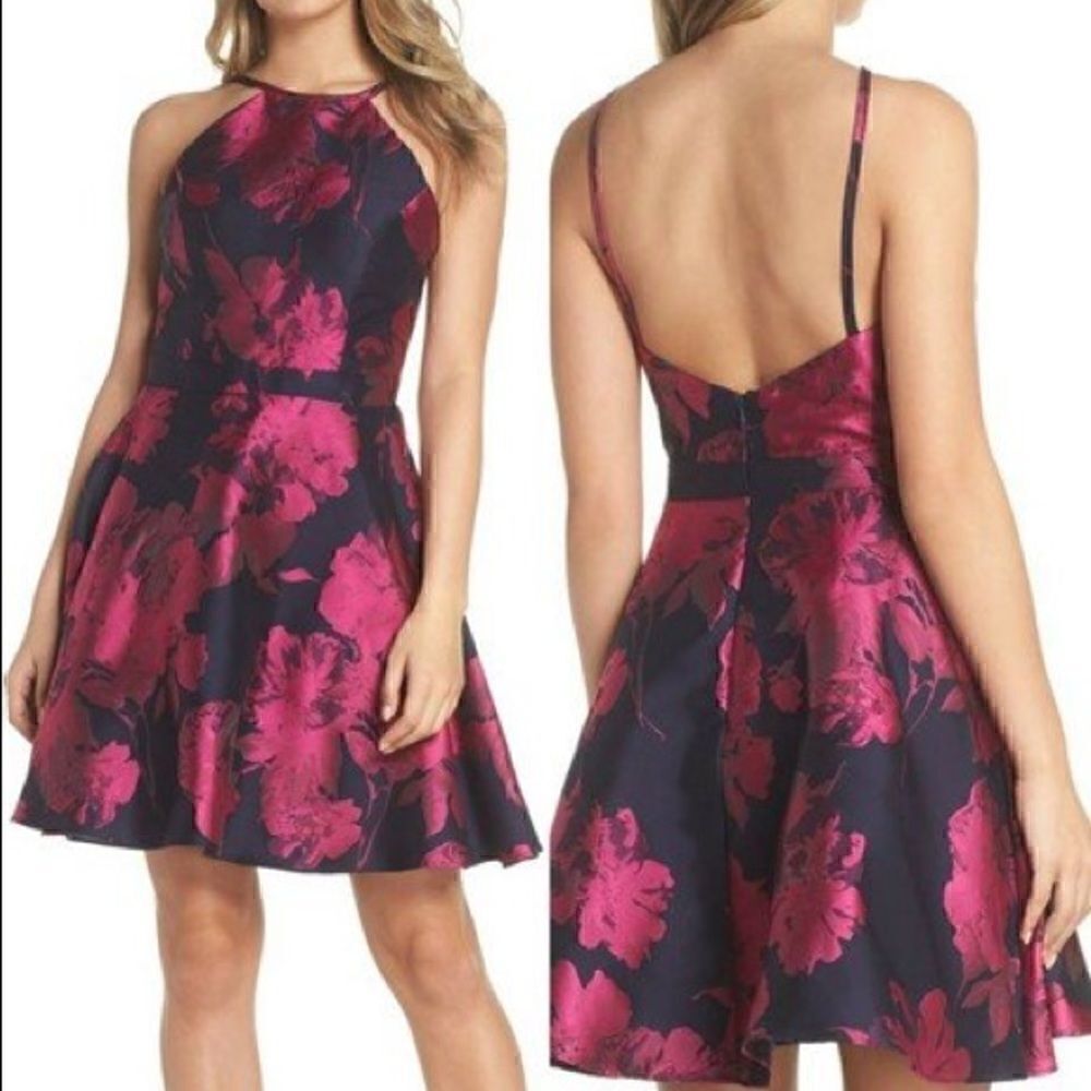 Xscape floral brocade fit and flare dress size 8